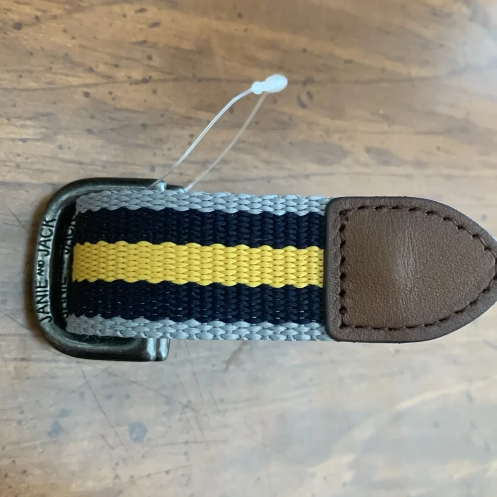 Janie and Jack Toddler Boys Gray Blue Yellow Striped Belt